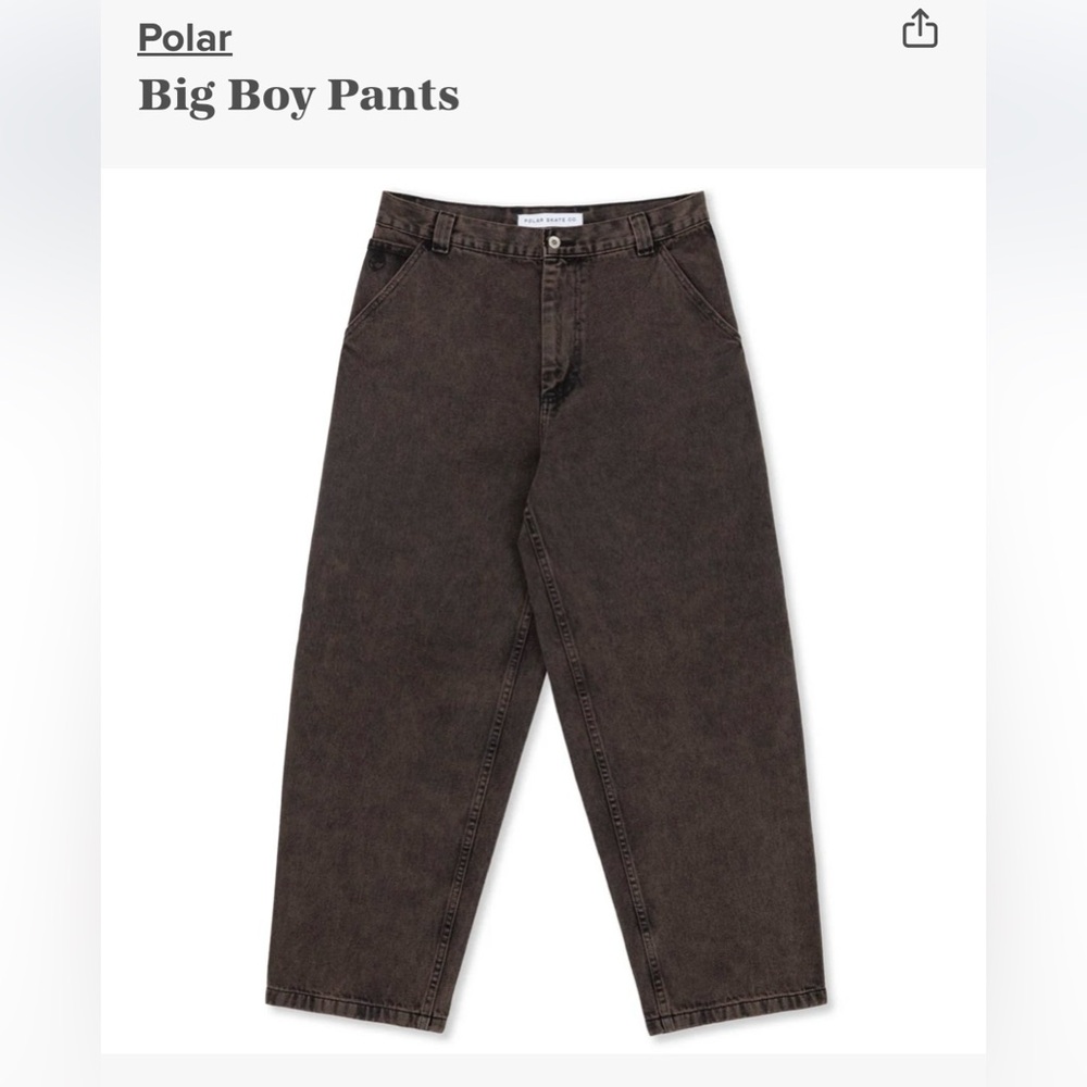 Polar Big Boy skate pants. Brown. Size large